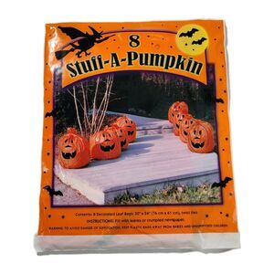 Vintage Stuff-A-Pumpkin Jack-O-Lantern Lawn Halloween Yard Decoration 8ct NWT
